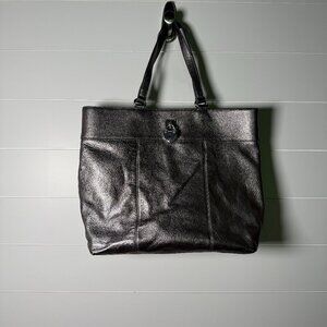 Juicy Couture Shoulder Bag Dark Gray Metallic Leather Large Bag Purse